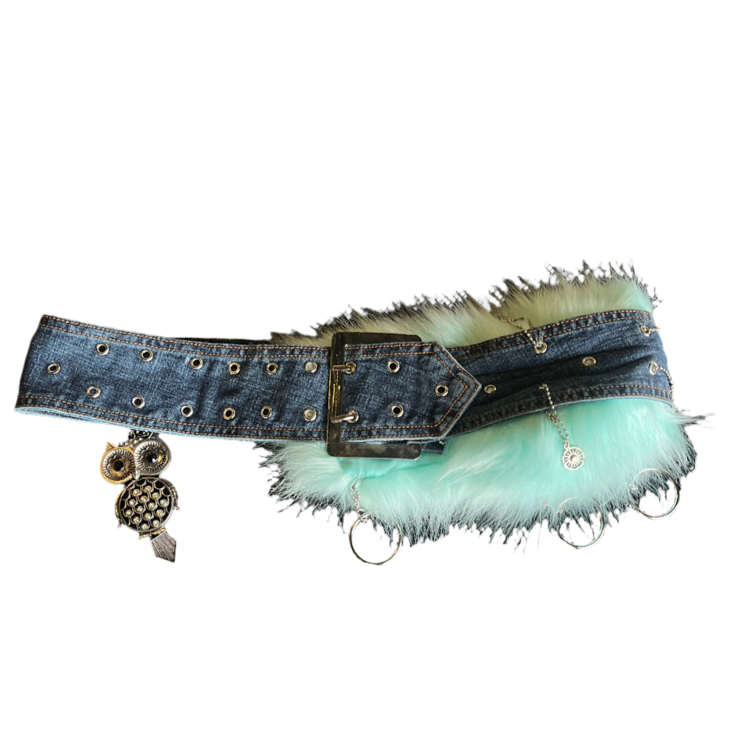 Denim Darling Faux Fur Custom Belt (S/M)