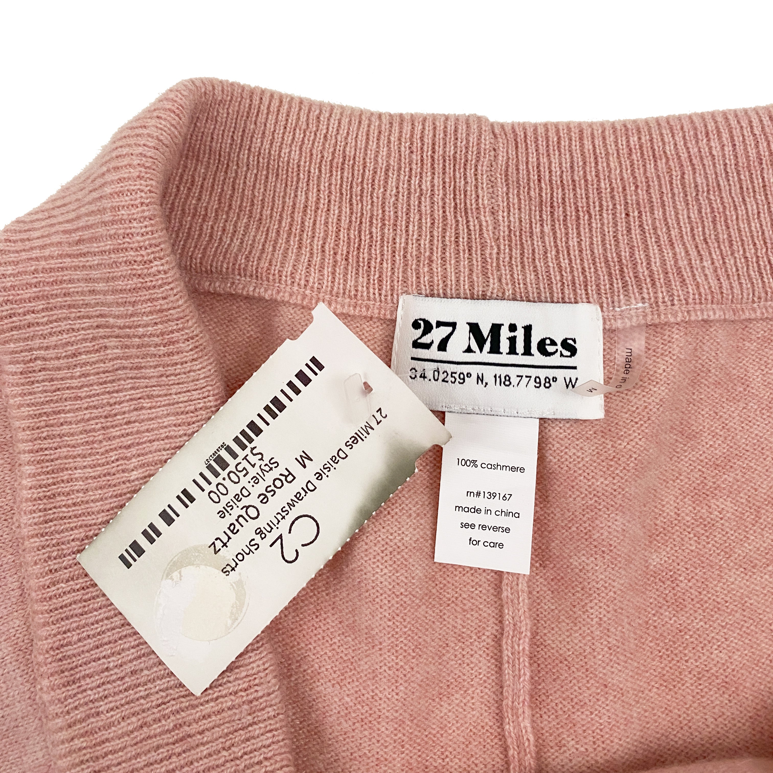 Rose Quartz Cashmere Shorts (M)