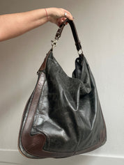 Y2K Genuine Leather Slouchy Hobo Shoulder Bag