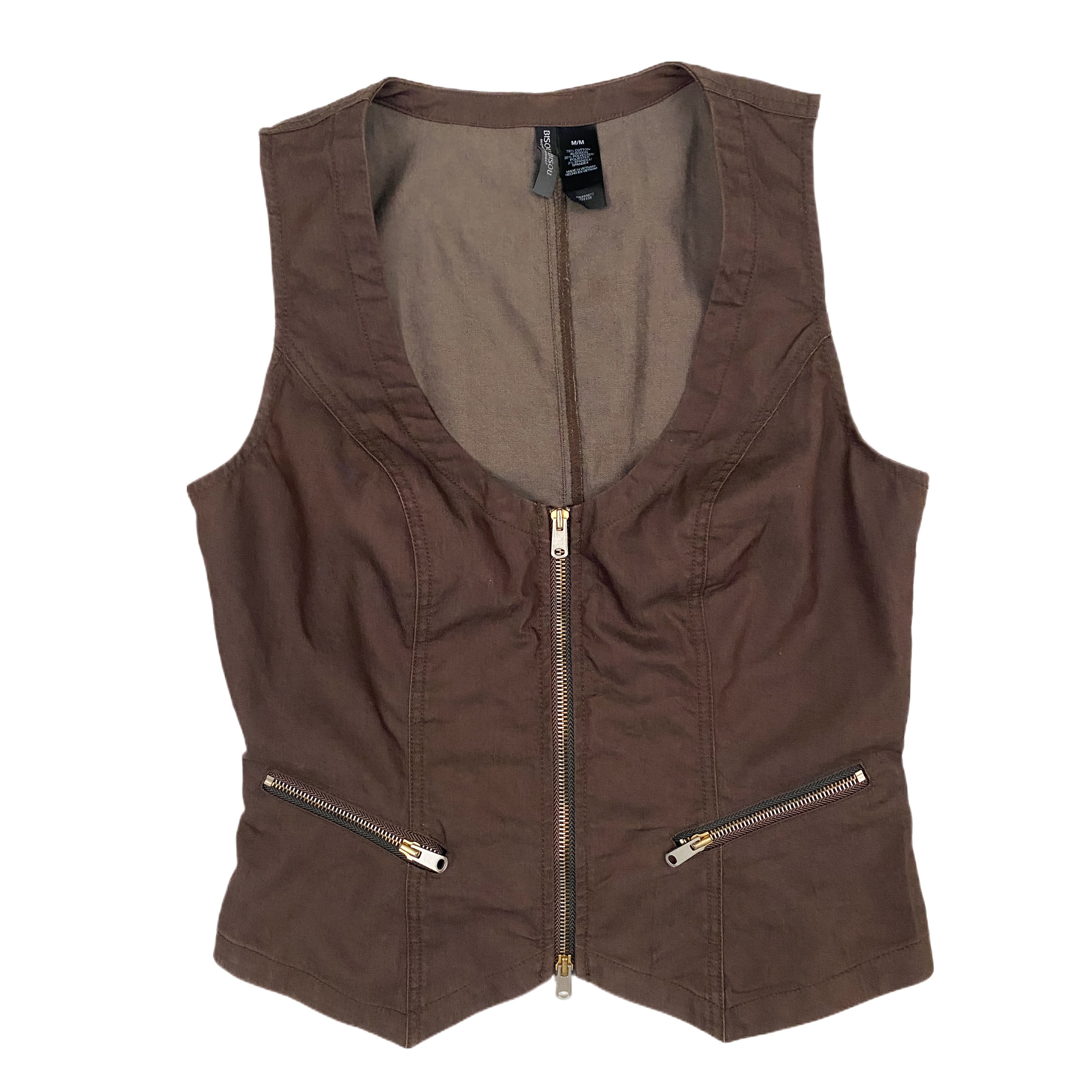 Brown Double Zip Front Vest (L)
