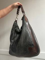 Y2K Genuine Leather Slouchy Hobo Shoulder Bag