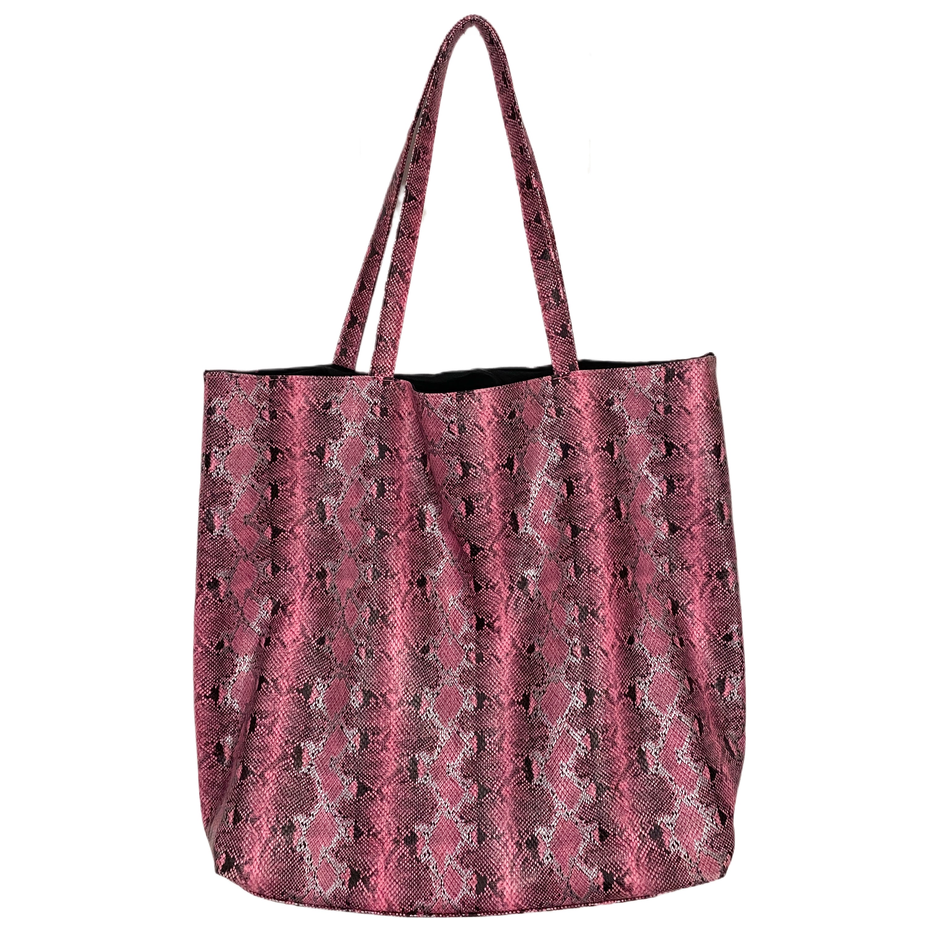 Large Pink Snakeskin Tote