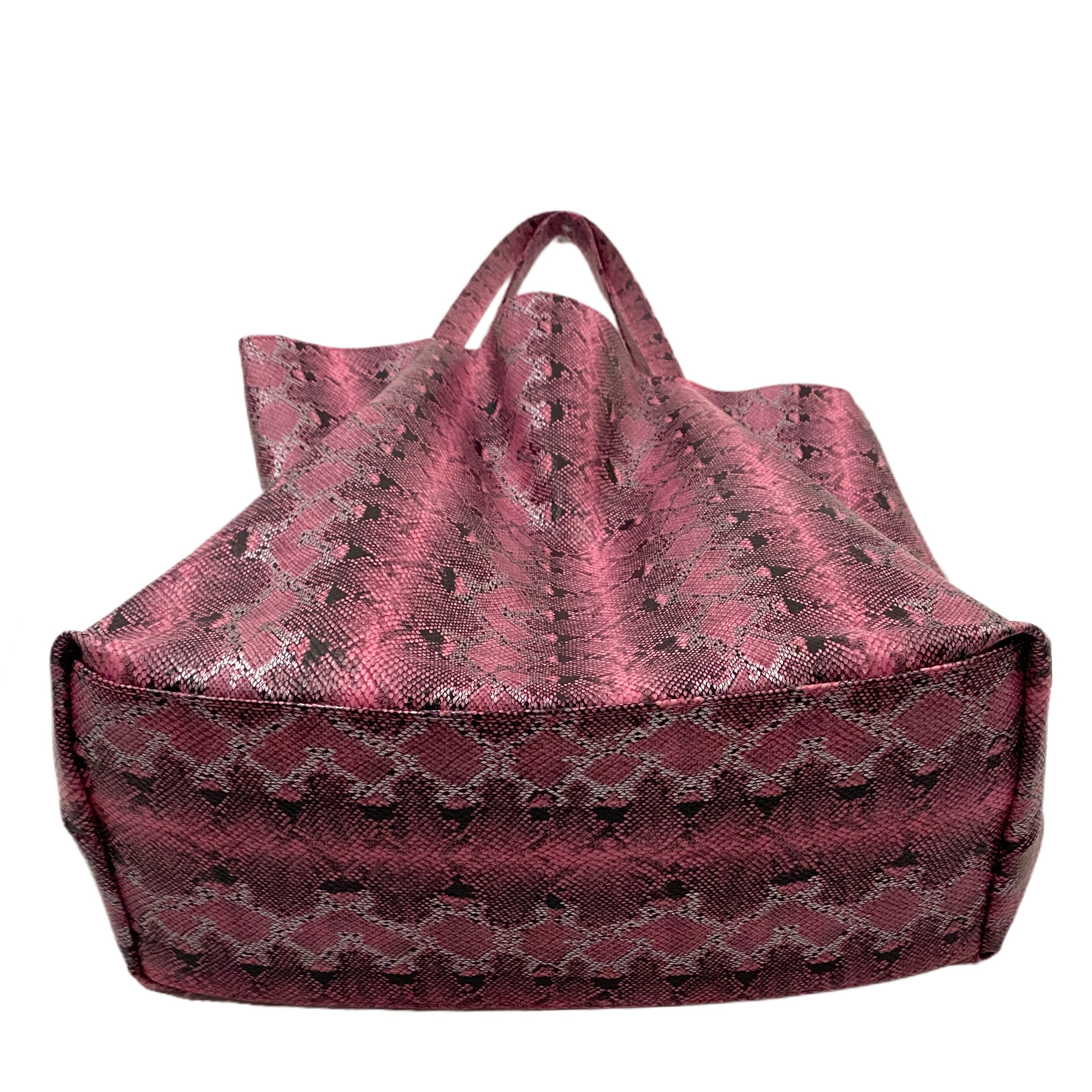 Large Pink Snakeskin Tote