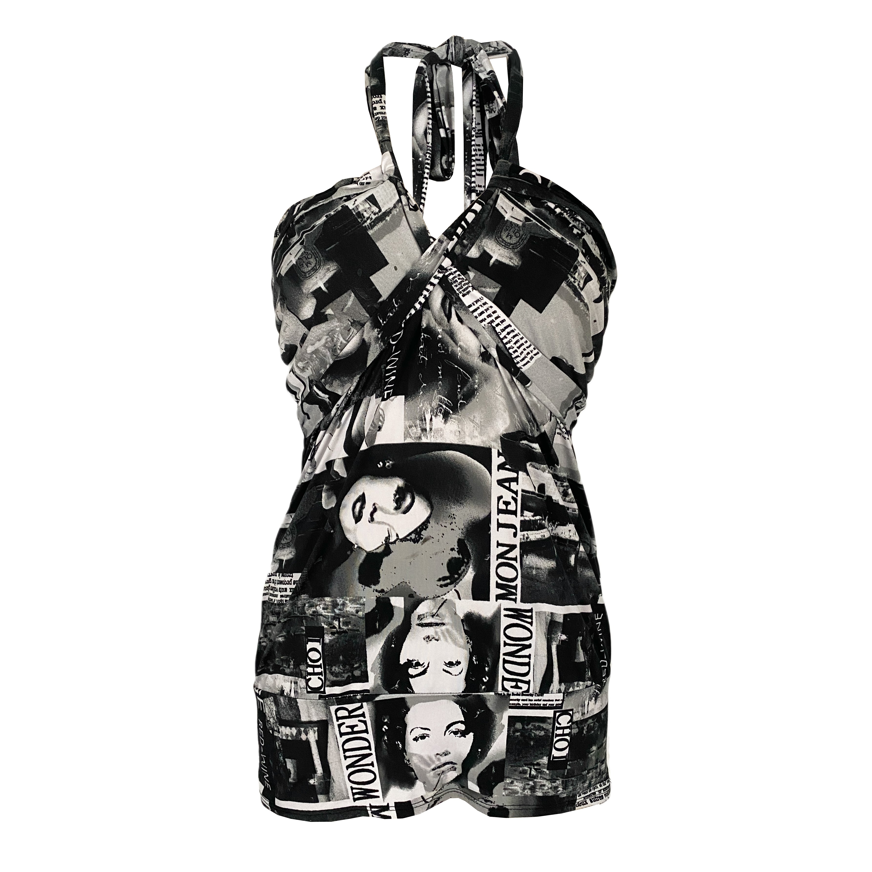 Y2K Slinky Collage Halter (M)
