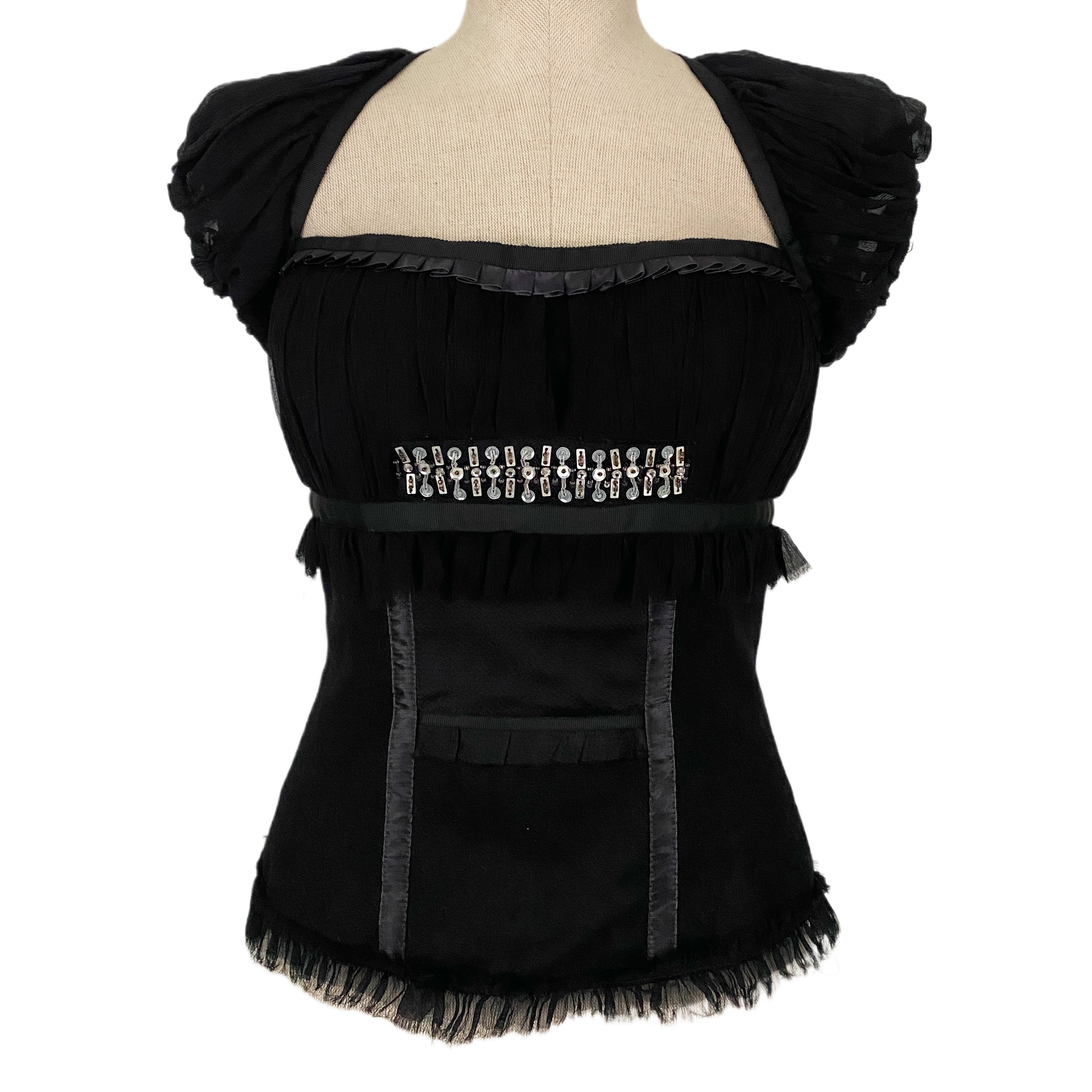 Noire Silk Chiffon Top (S)