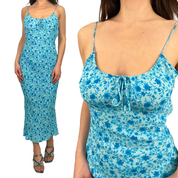2000s Blue Floral Full Length Dress (S)