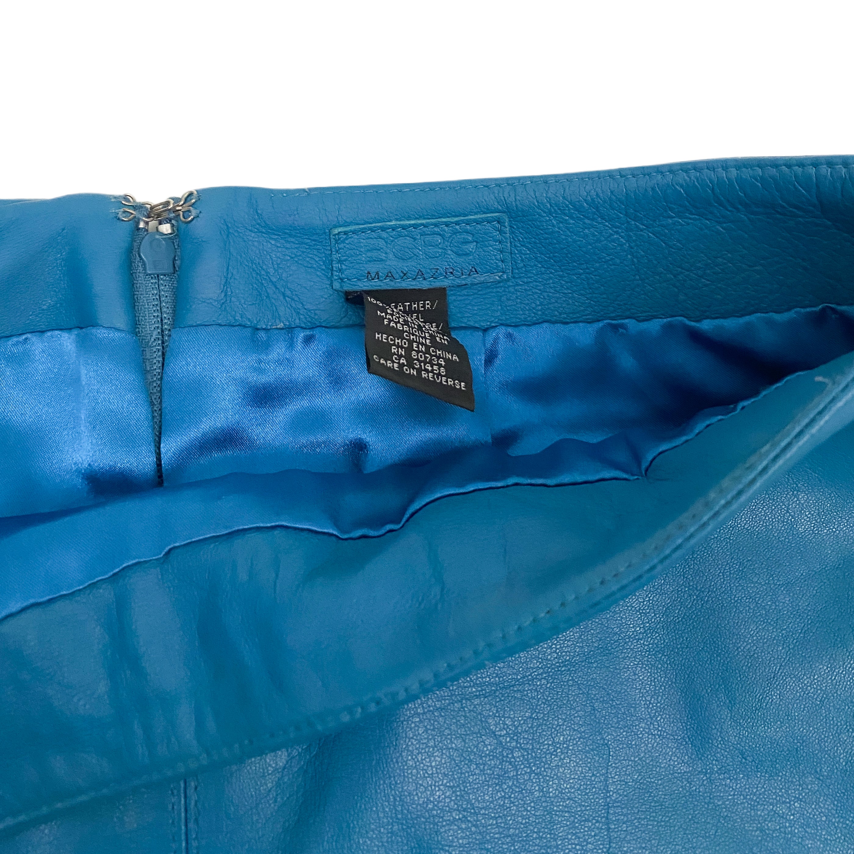BCBG Peacock Leather Midi Skirt (S)