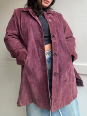 90s Mauve Suede Leather Jacket (XL)
