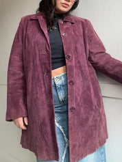 90s Mauve Suede Leather Jacket (XL)