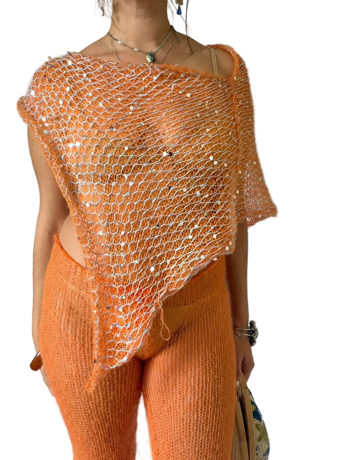 Sequin Poncho Orange (XS-XL)