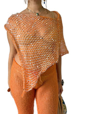 Sequin Poncho Orange (XS-XL)