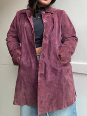 90s Mauve Suede Leather Jacket (XL)