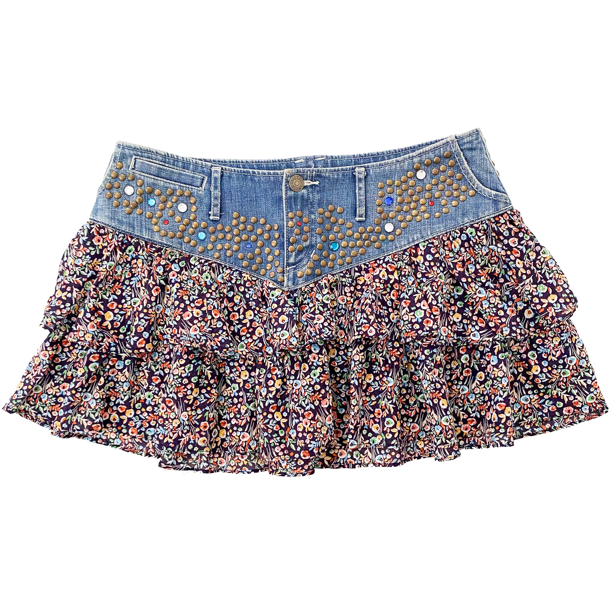Funky Studded Floral Skirt (L)