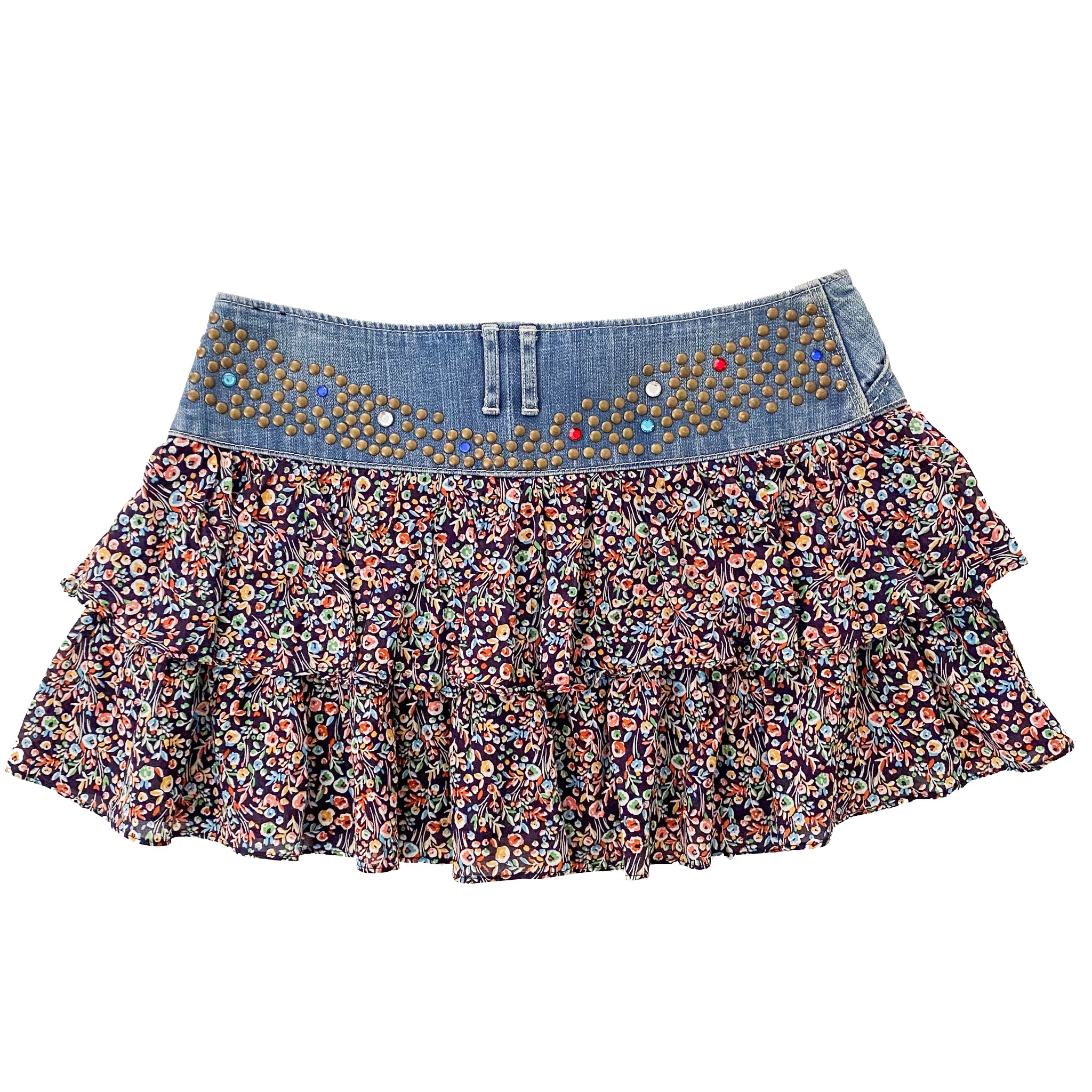 Funky Studded Floral Skirt (L)