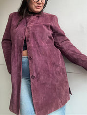 90s Mauve Suede Leather Jacket (XL)