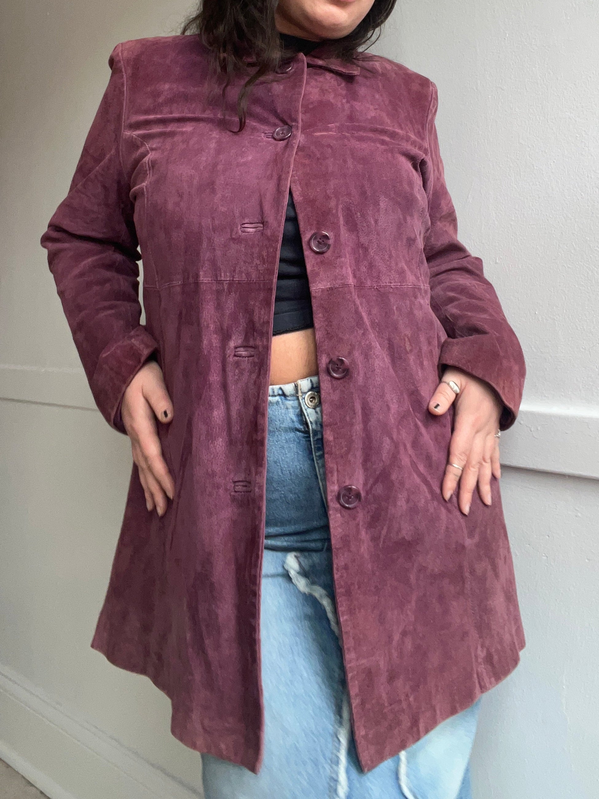 90s Mauve Suede Leather Jacket (XL)