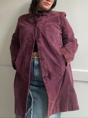 90s Mauve Suede Leather Jacket (XL)