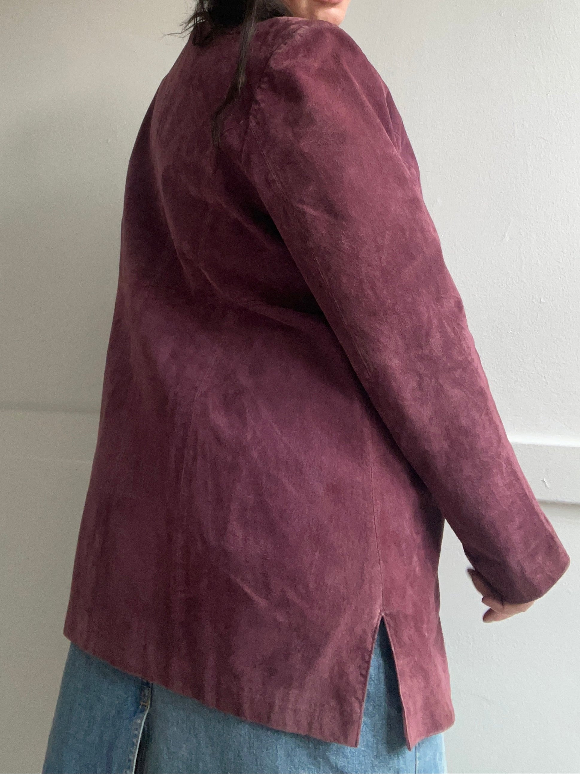 90s Mauve Suede Leather Jacket (XL)