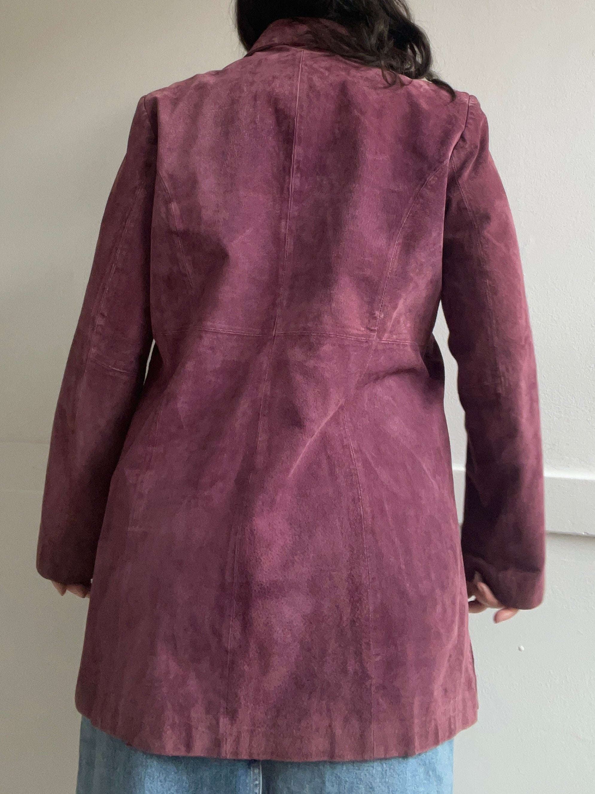 90s Mauve Suede Leather Jacket (XL)