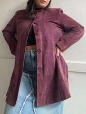 90s Mauve Suede Leather Jacket (XL)
