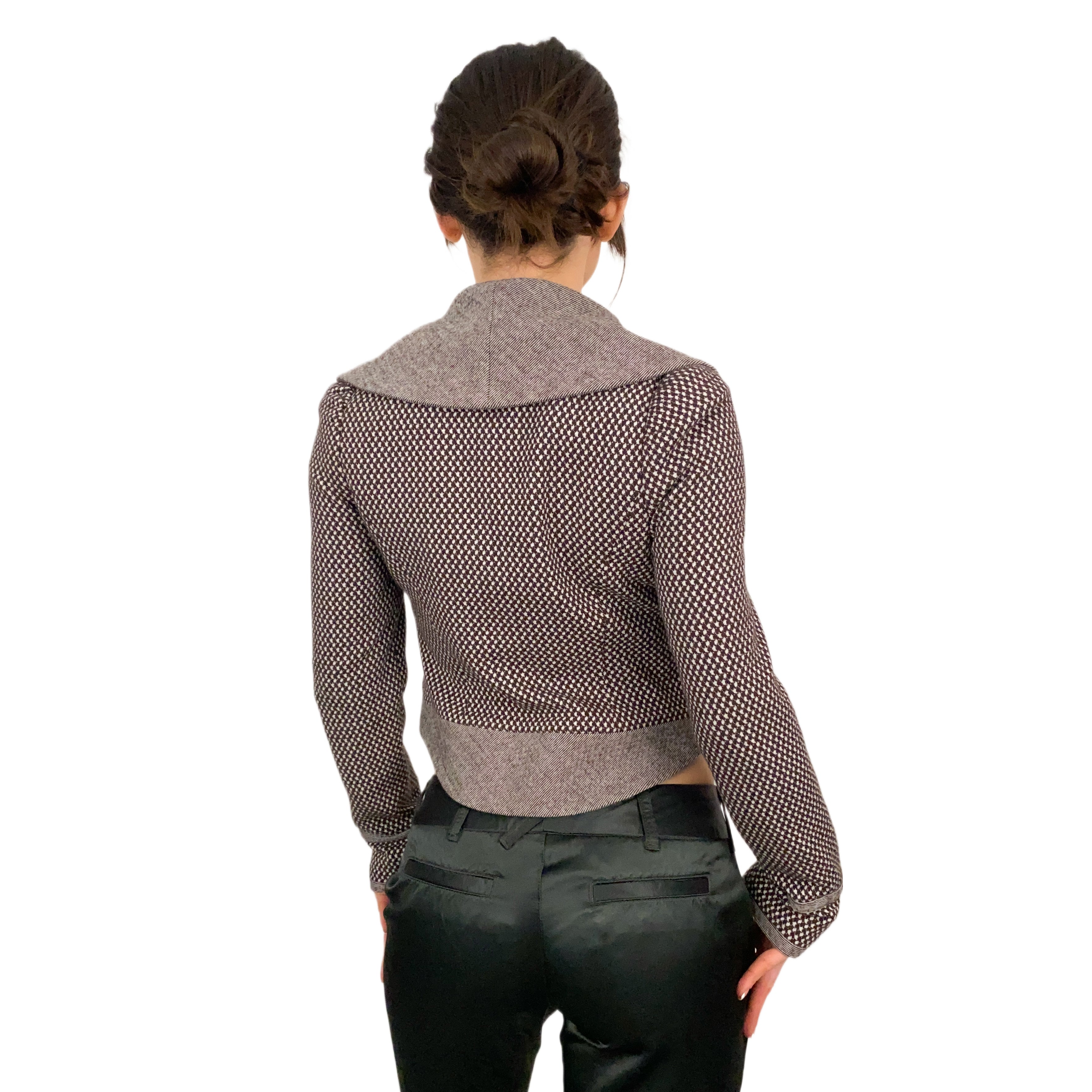 Brown Asymmetrical Cropped Jacket (XS)