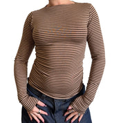 The Peanut Butter Striped Long Sleeve Top (XS-XL)
