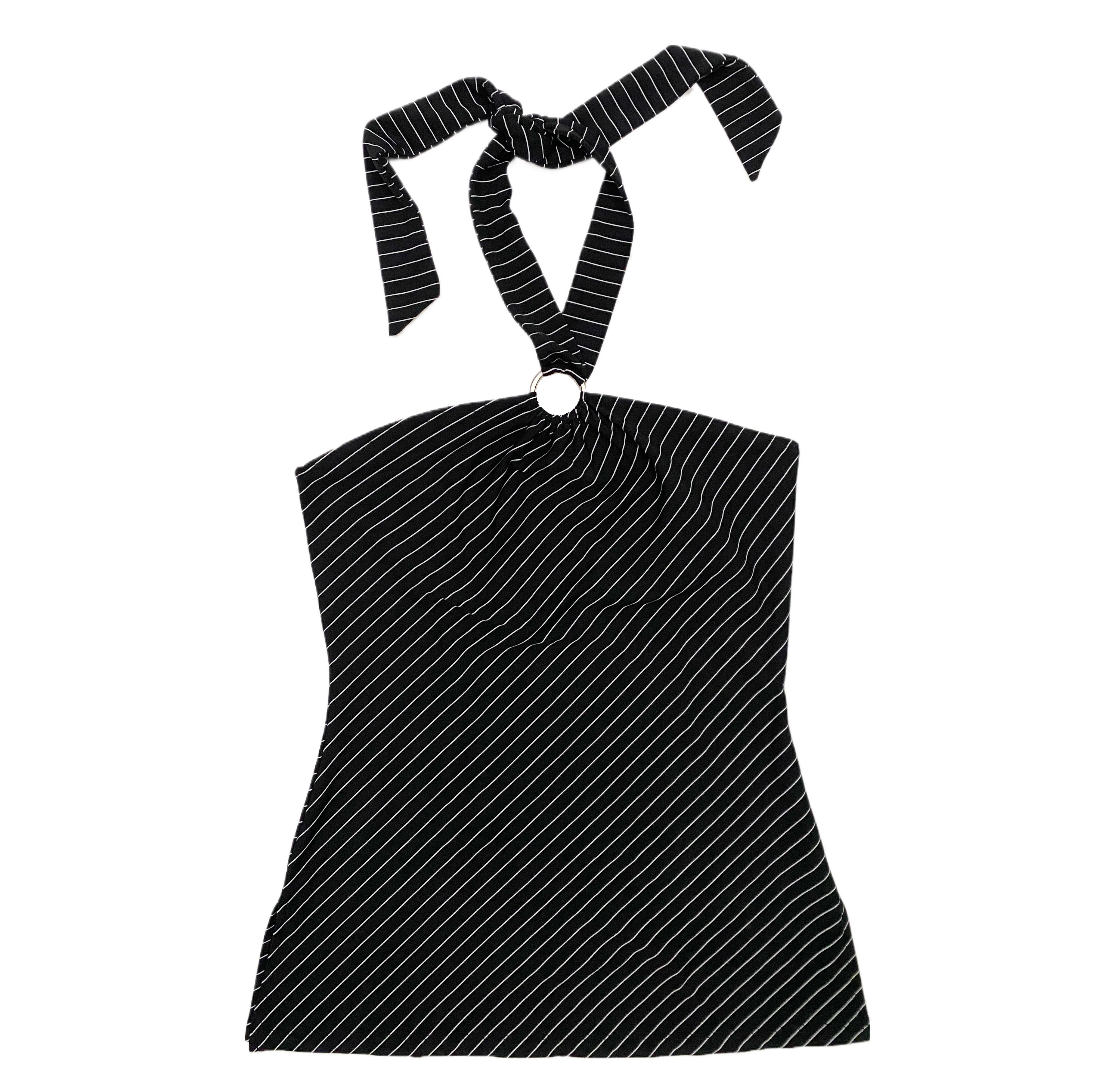 Y2K Slinky Striped Halter (L)