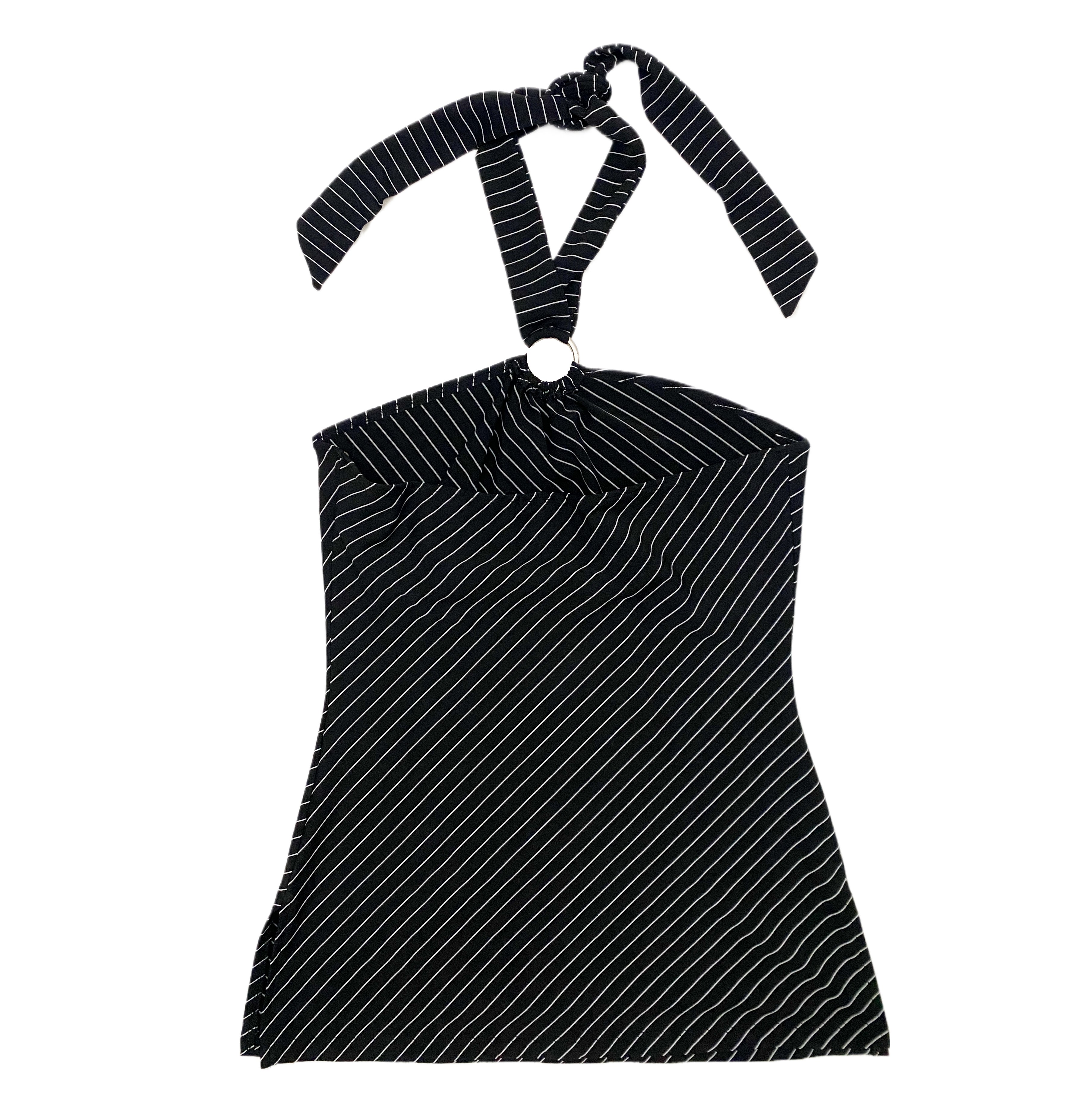 Y2K Slinky Striped Halter (L)