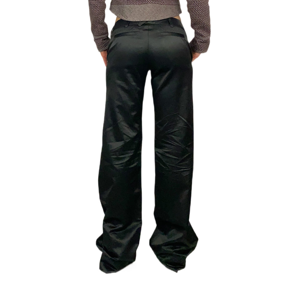 NADDA | Leather Low Rise Pants - Black / XS