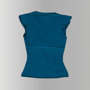 Y2K Aqua Ruffle Top (XS)