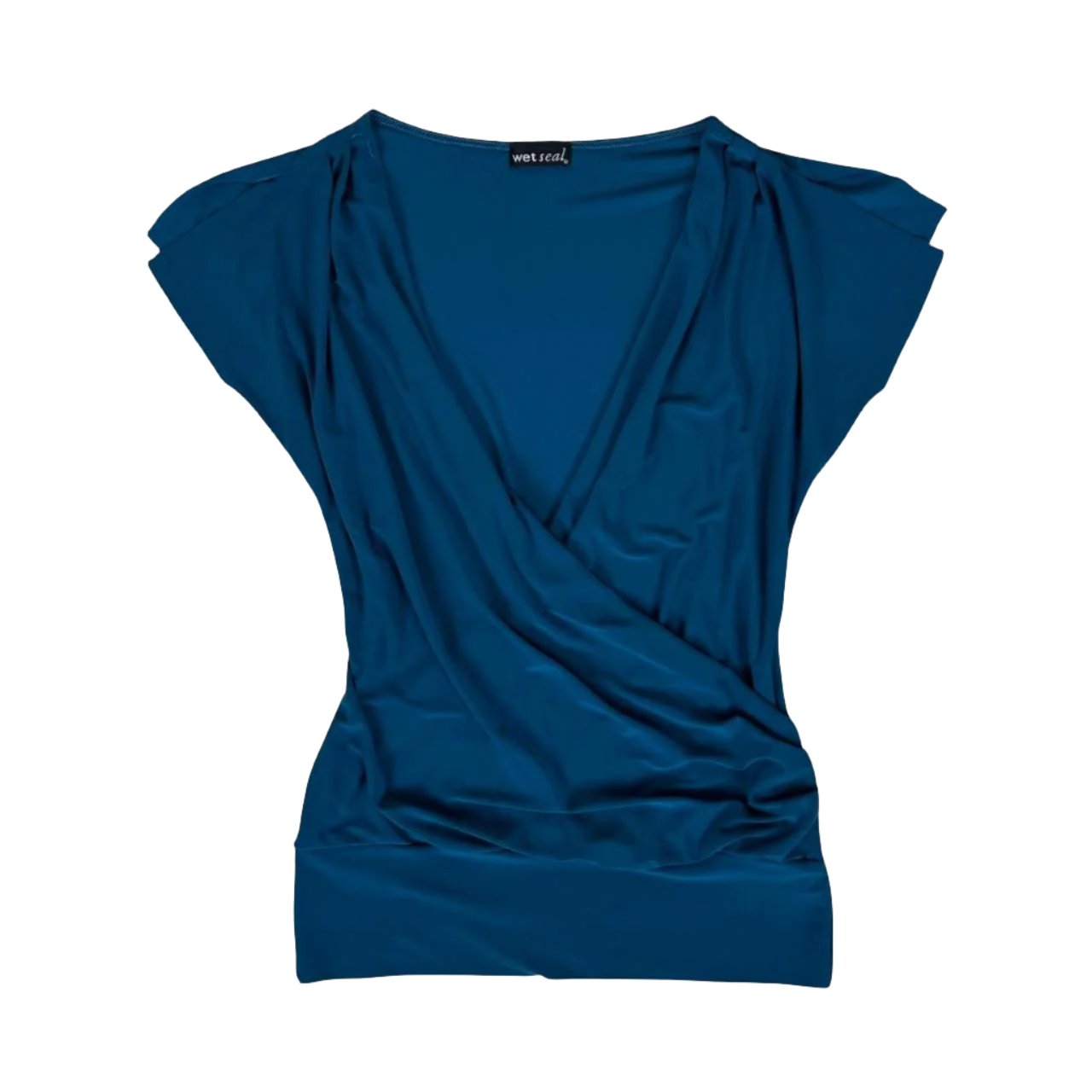 Y2K Aqua Wrap Top (S)