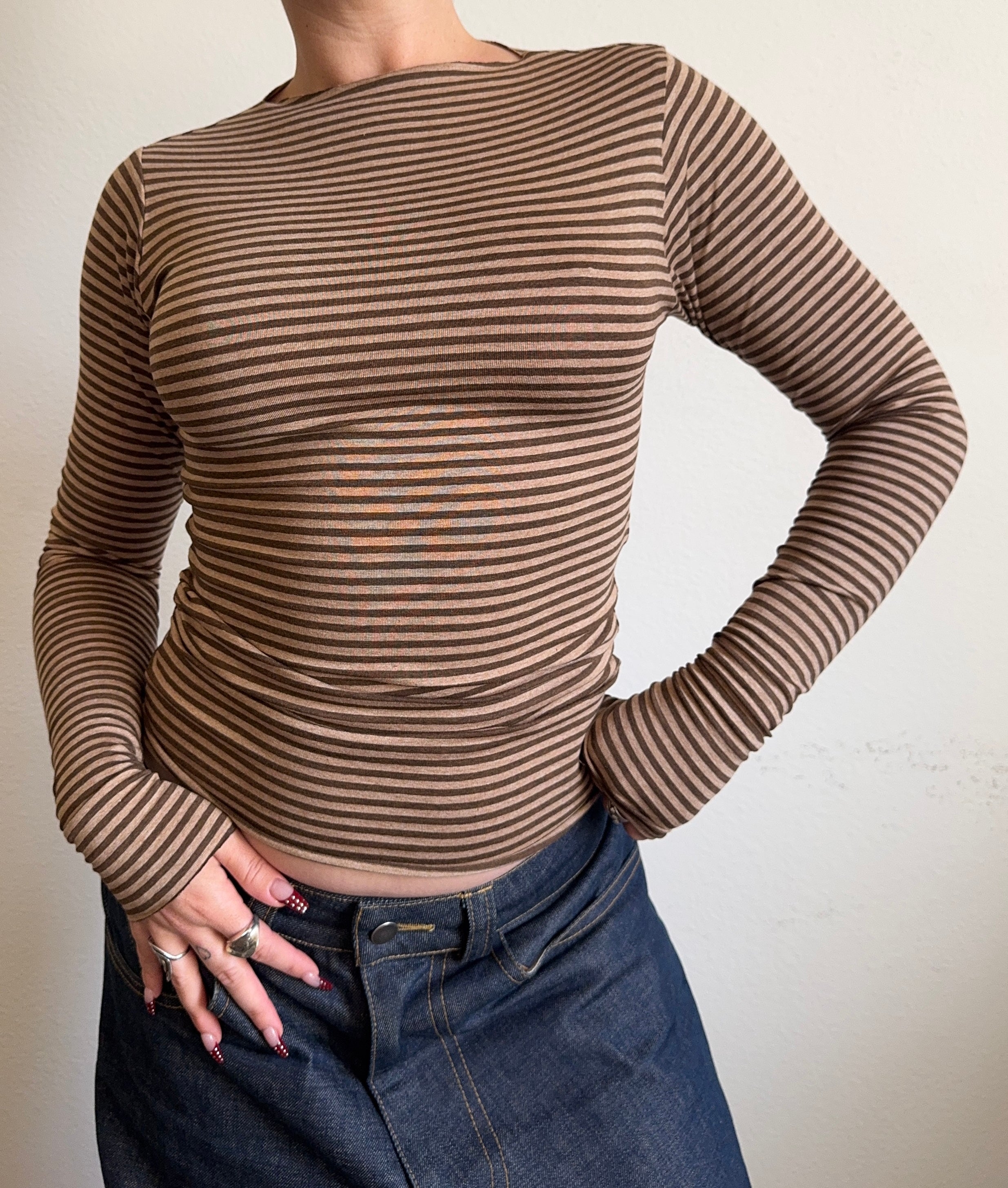 The Peanut Butter Striped Long Sleeve Top (XS-XL)