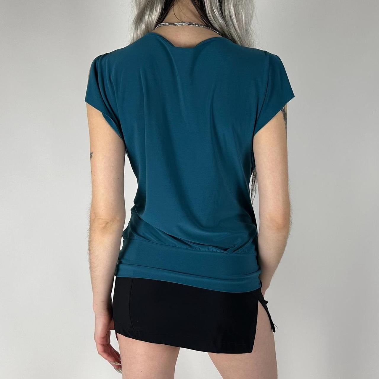 Y2K Aqua Wrap Top (S)