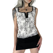 90s Black & White Lace Tank (S)