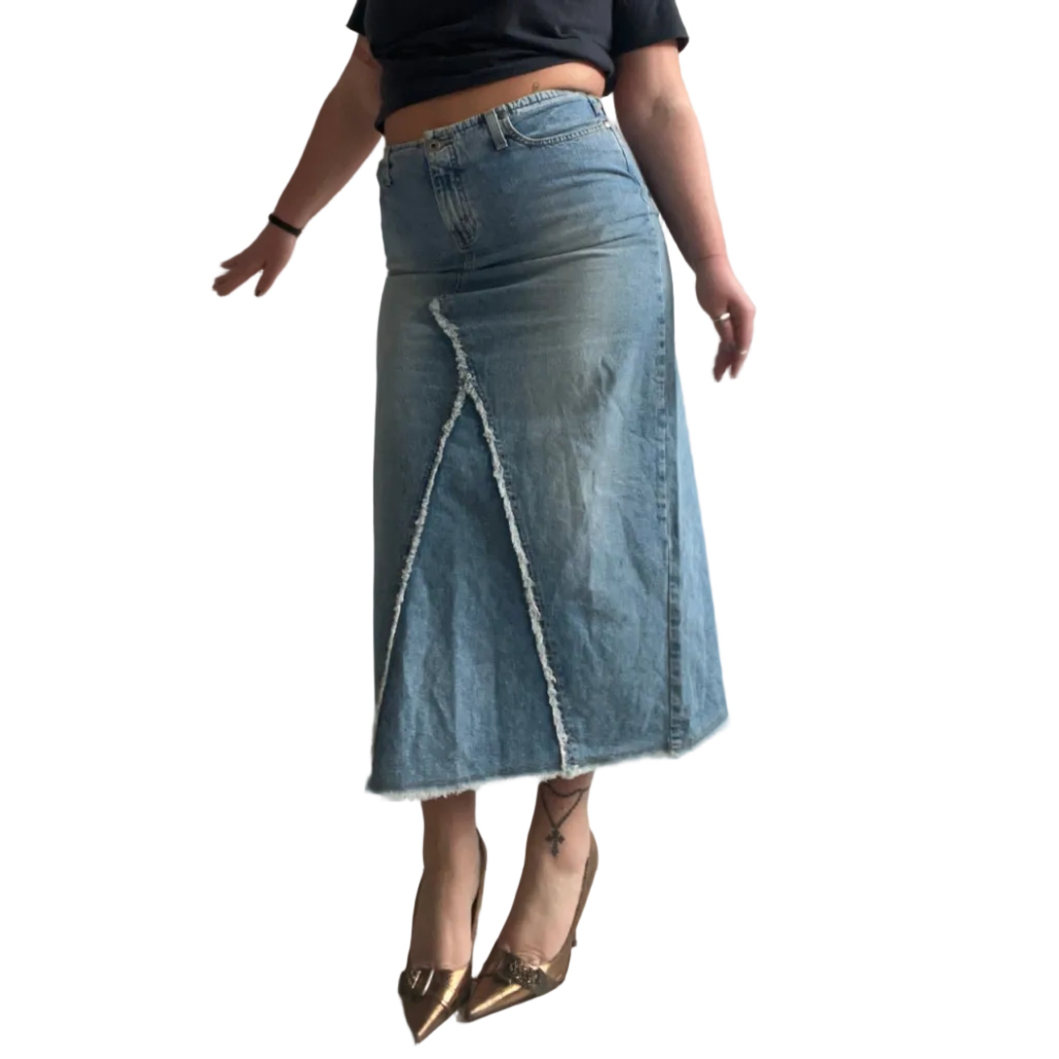 Y2K Long Denim Skirt (L)