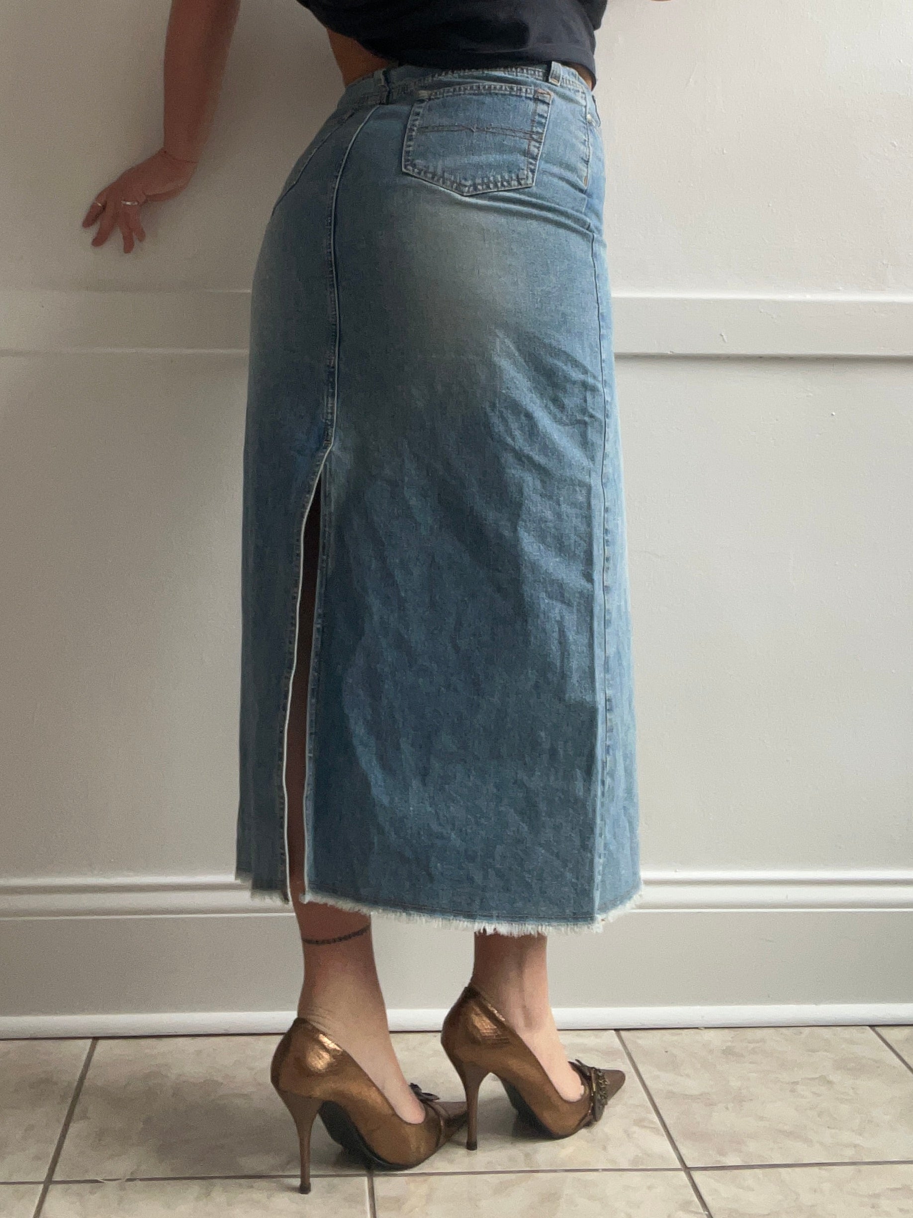 Y2K Long Denim Skirt (L)