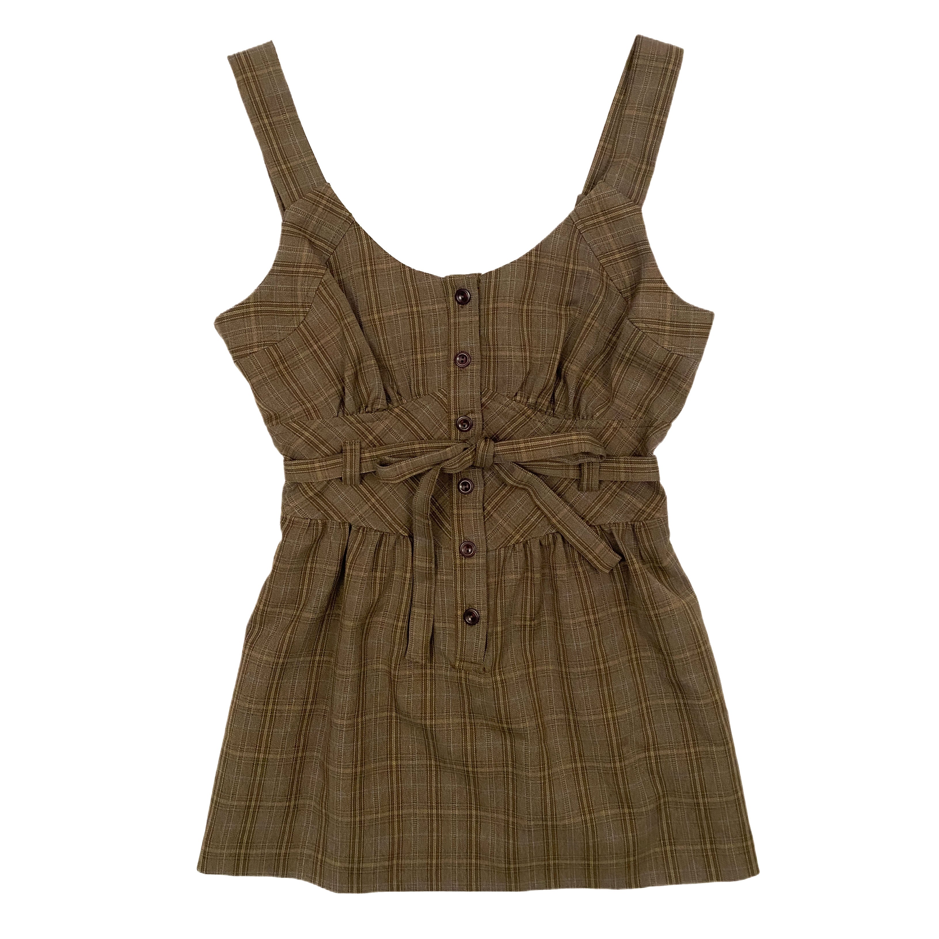 Brown Plaid Babydoll Top (S)