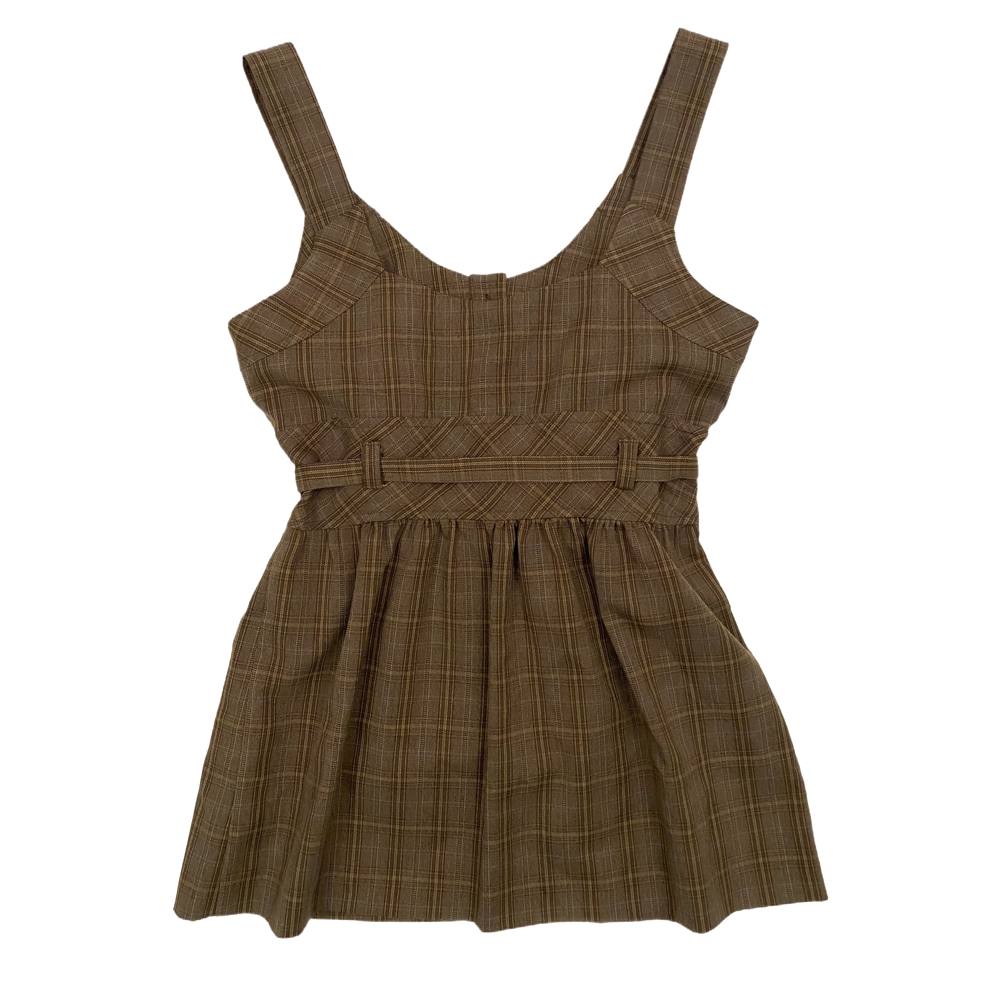 Brown Plaid Babydoll Top (S) Holy Thrift Brown Plaid Babydoll Top (S) Holy Thrift