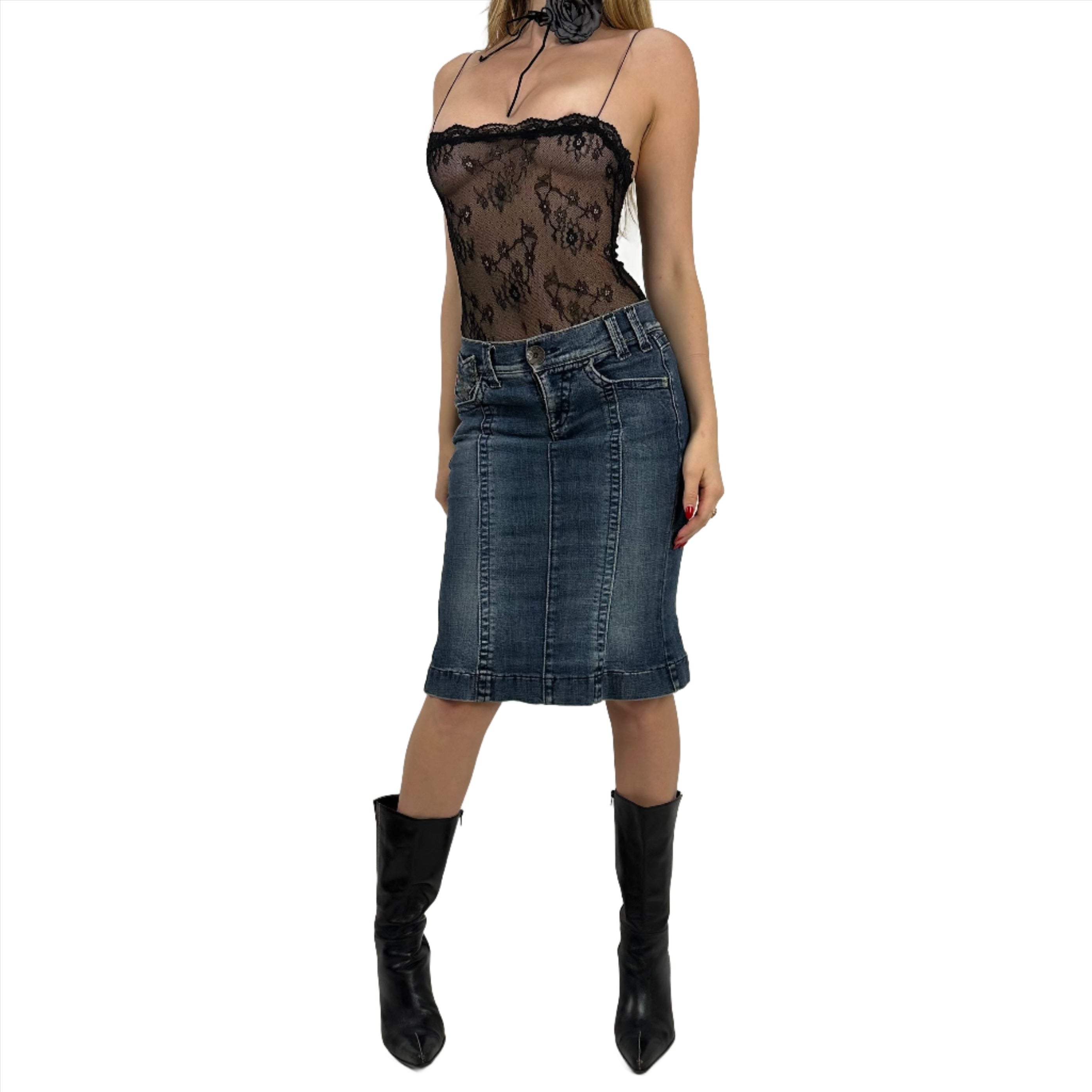 2000s Miss Sixty Denim Midi Skirt (S)
