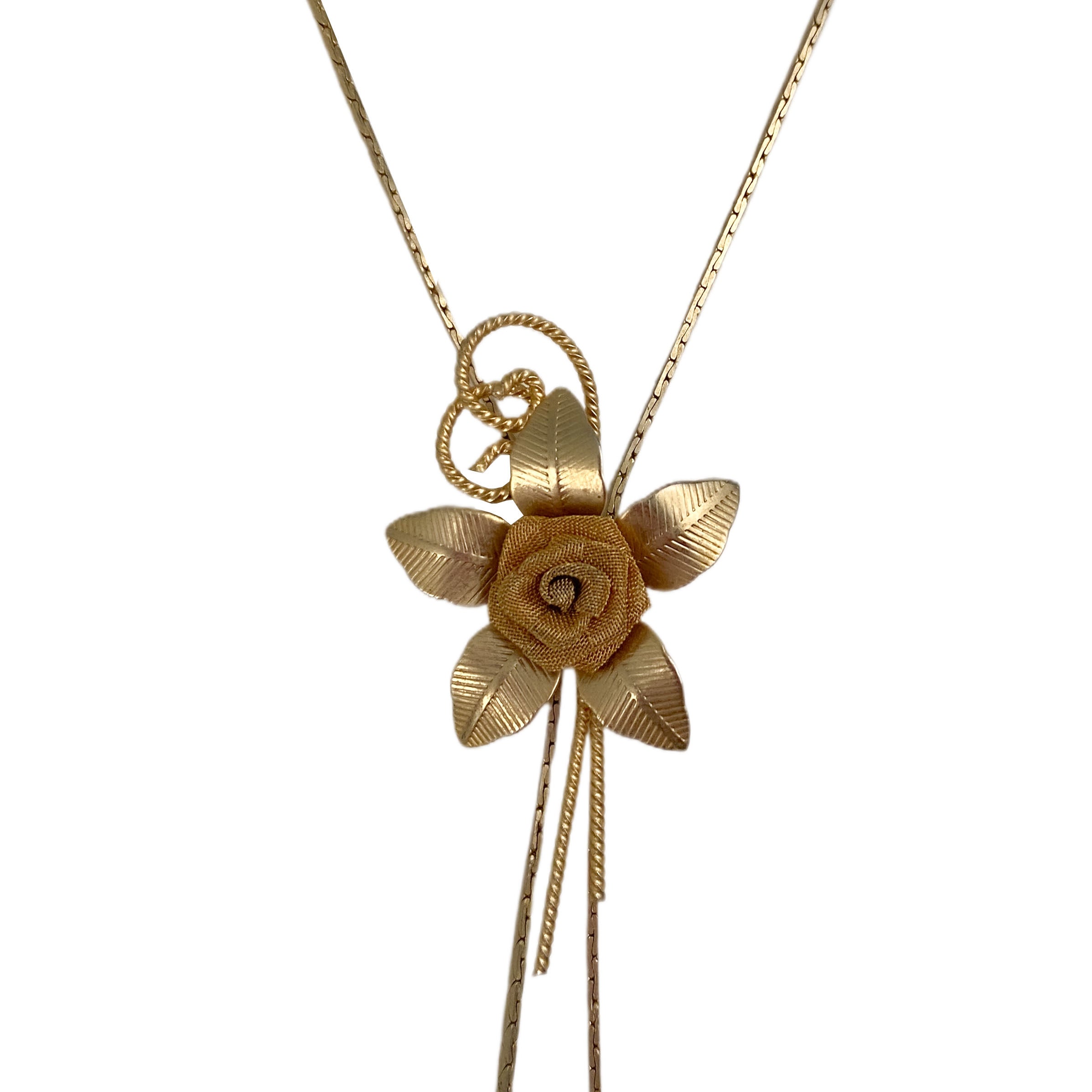 Gold Rose Bolo Necklace