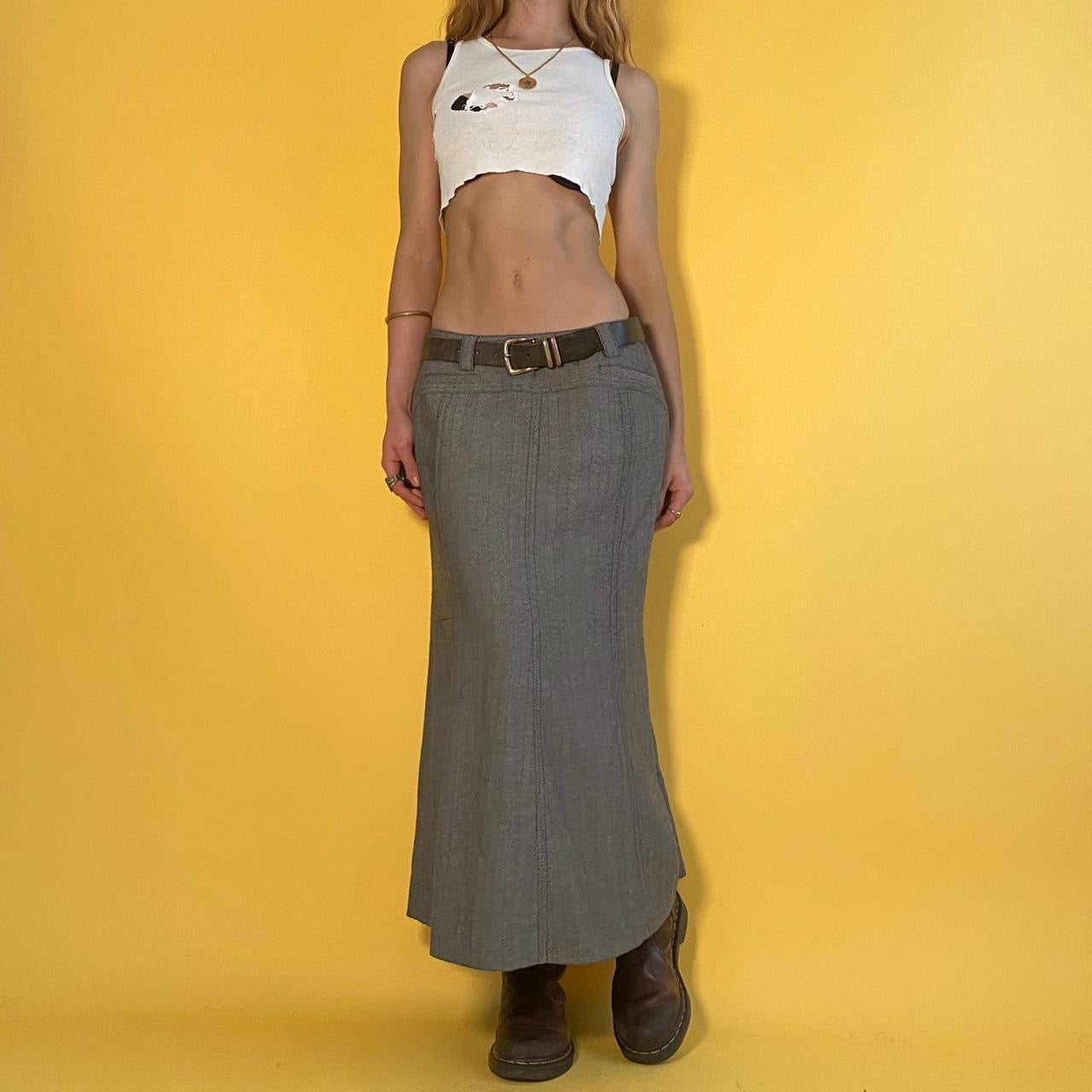 Low Rise Twill Maxi Skirt