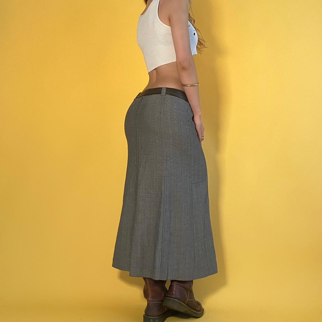Low Rise Twill Maxi Skirt