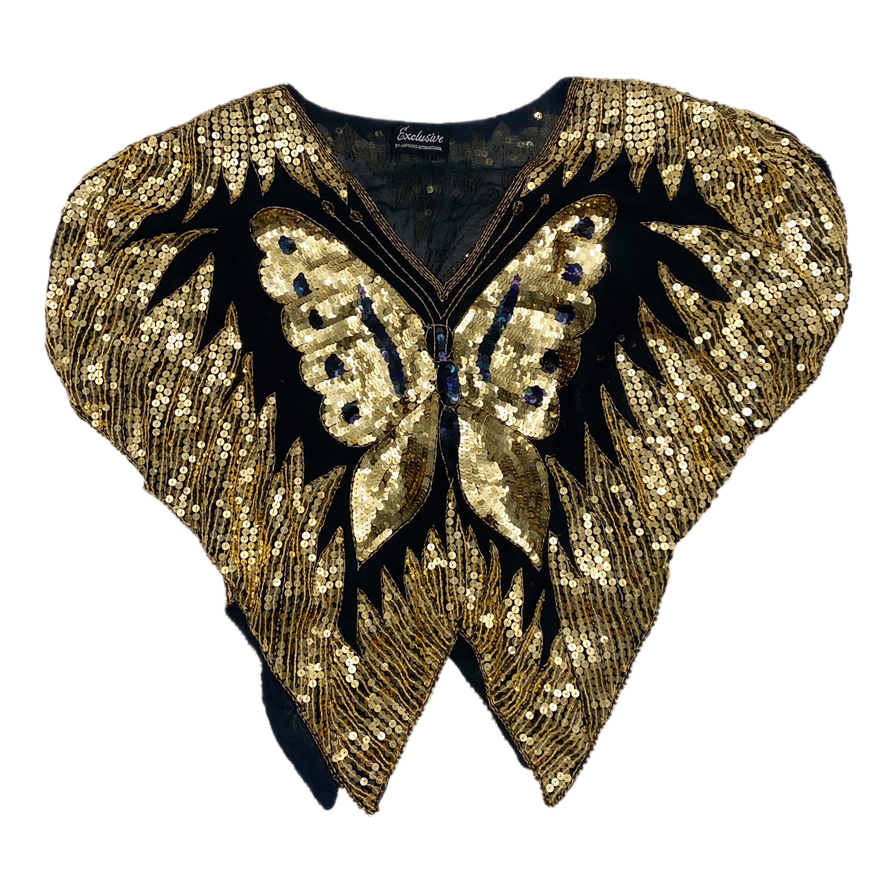 Vintage Gold Butterfly Sequin Top (S/M)