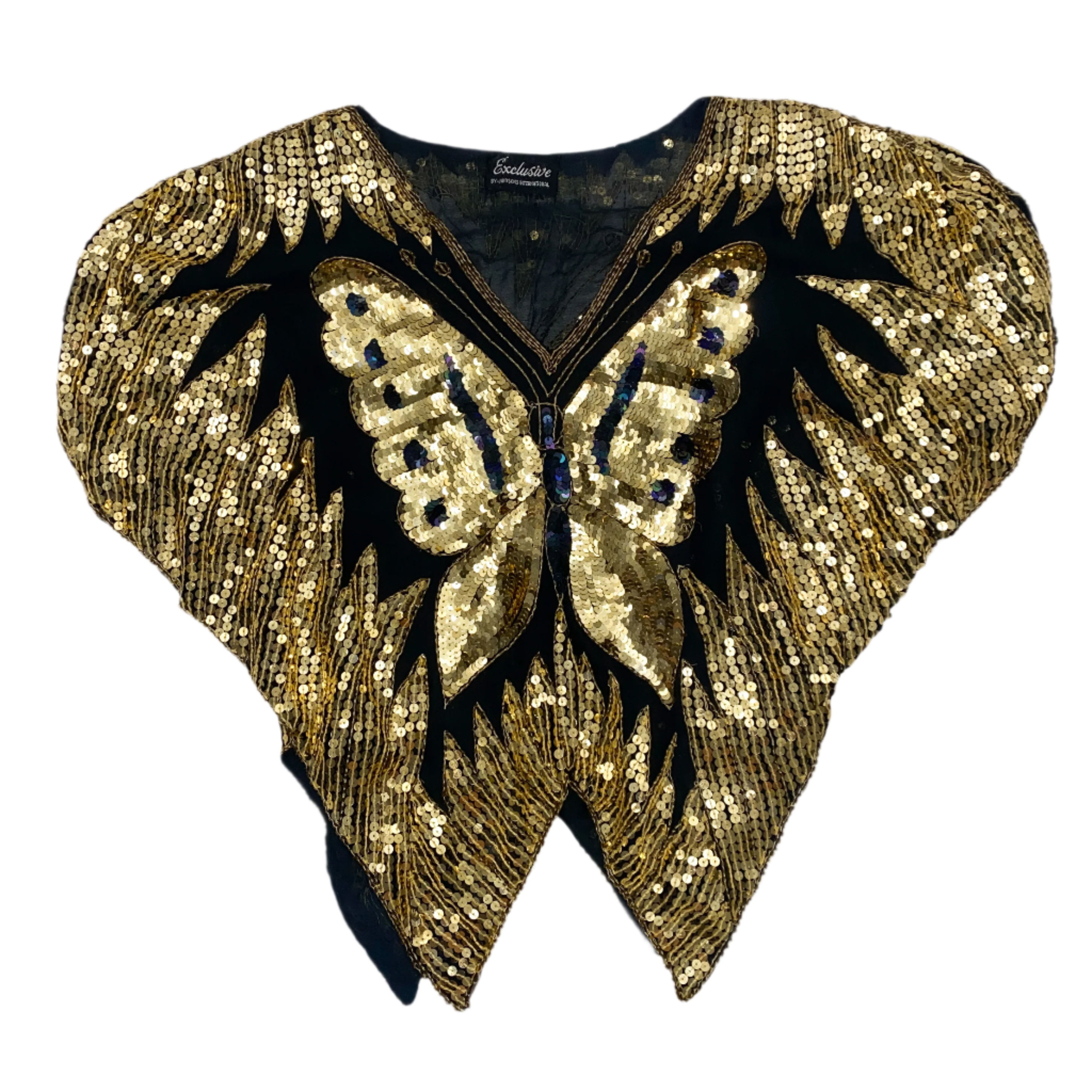 Vintage Sequin Silk Butterfly Blouse (M/L)