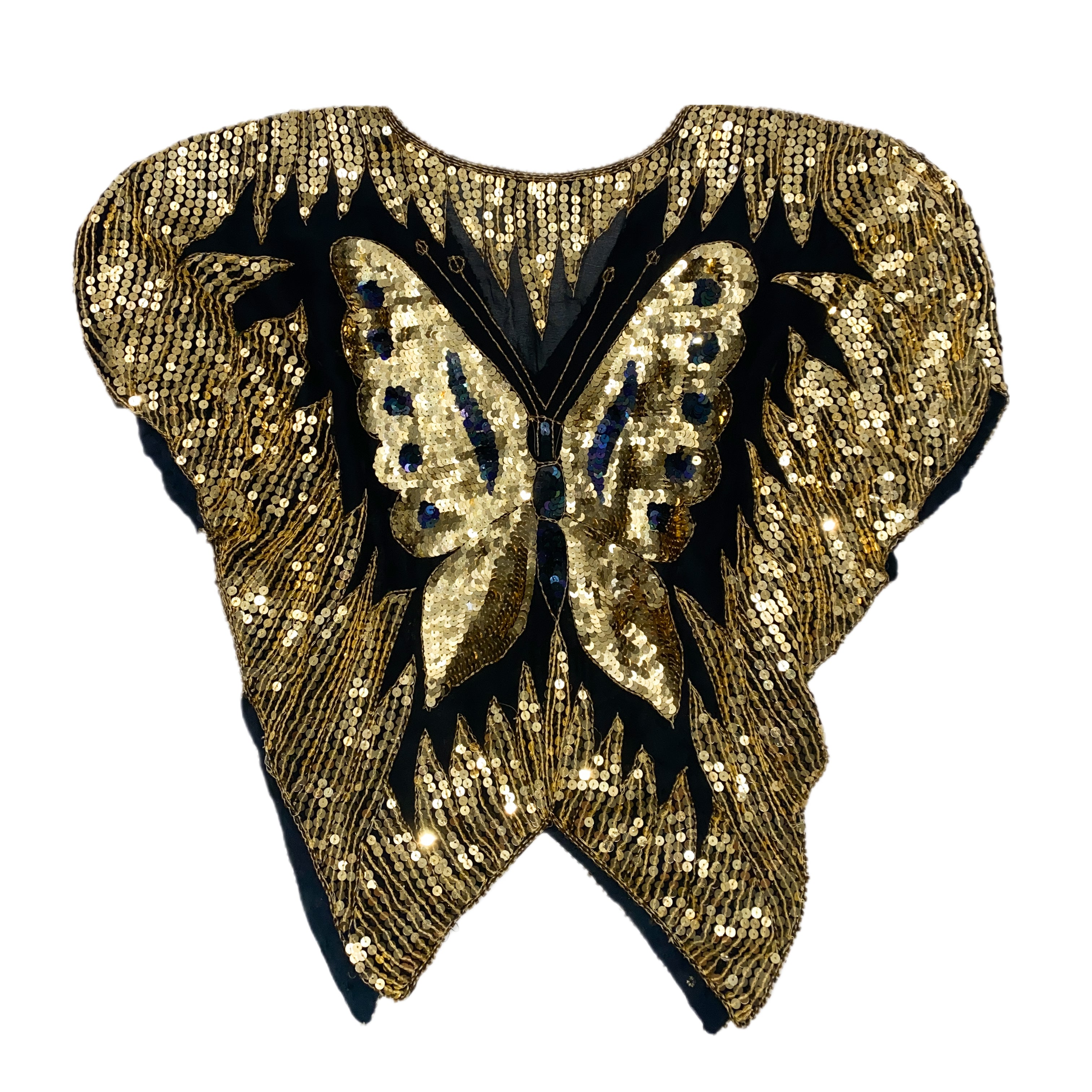Vintage Gold Butterfly Sequin Top (S/M)