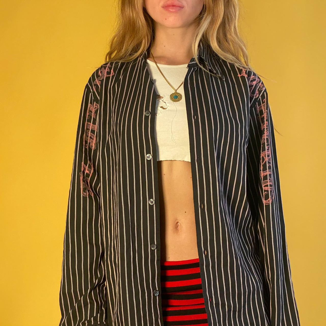Pinstripe Long Sleeve Button Up