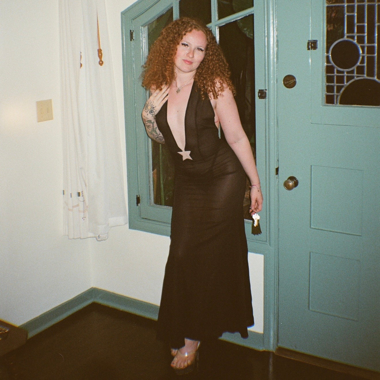 Black Silk Chiffon Starlette Gown (XS-XL)