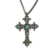 Gothic Cross Turquoise Necklace