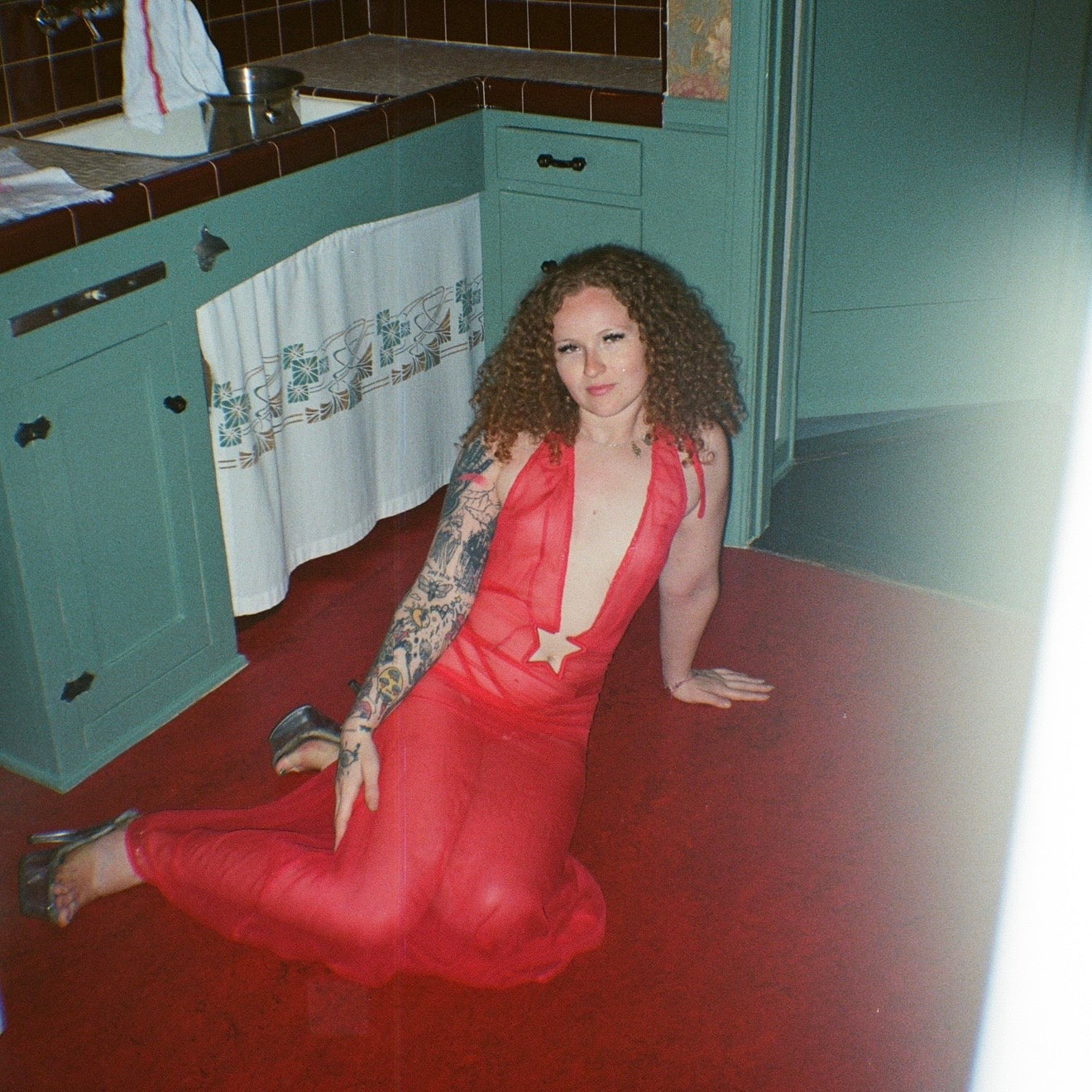 Red Silk Chiffon Starlette Gown (XS-XL)
