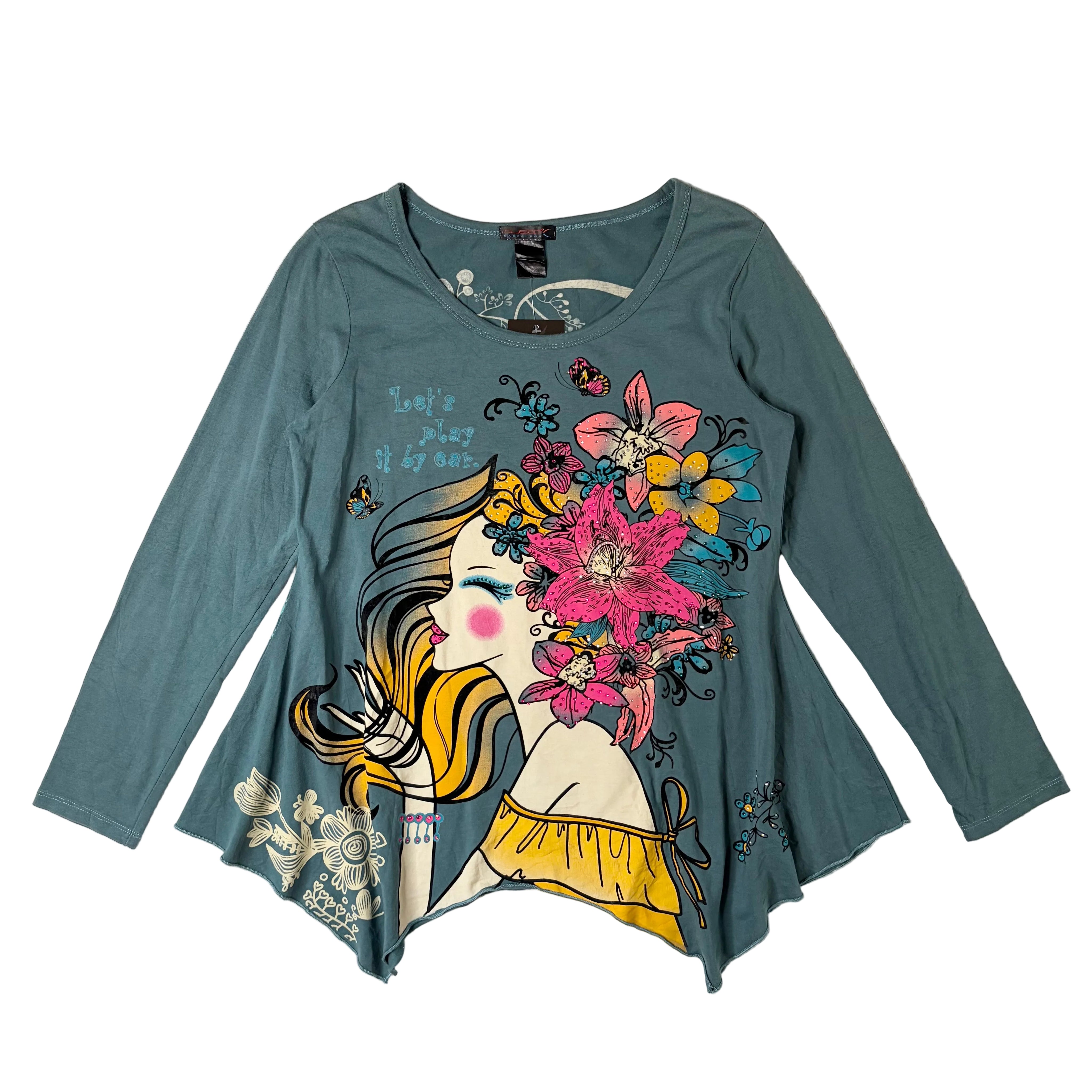 Custo Barcelona Bedazzled Graphic Long Sleeve (L-XL)